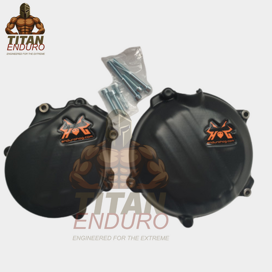 Titan Enduro Clutch & Ignition Cover Guard Set for Off‑Road Motorcycles 2017‑2023